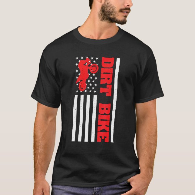 Camiseta Dirt Bike Motocross American Flag Biker 4th De Jul (Frente)