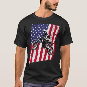 Camiseta Dirt Bike Motocross American Flag Graphic