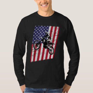 Camiseta Dirt Bike Motocross & American Flag Tee Distress