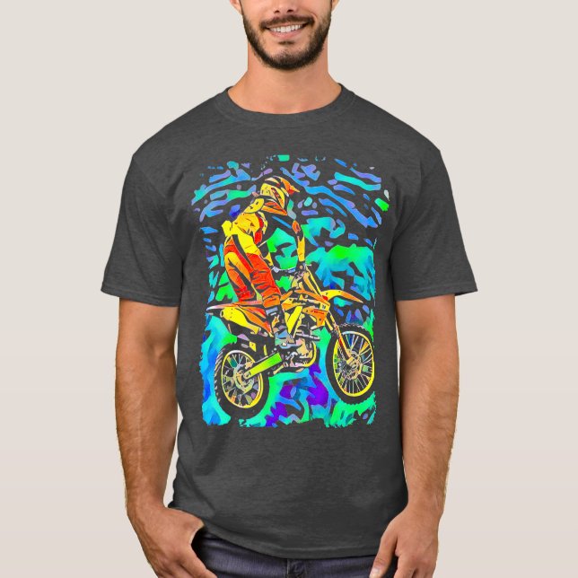 Camiseta Dirt Bike Motocross Racing Pop Art (Frente)