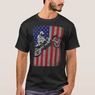 Camiseta Dirt Bike Rider Motocross Racer Flag americano