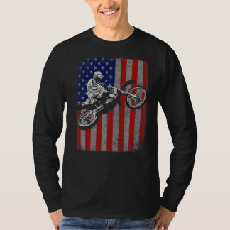 Camiseta Dirt Bike Rider Motocross Racer Flag americano
