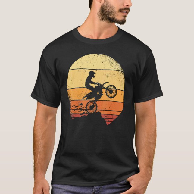 Camiseta Dirt Biker Retro Sunset Vintage Biota Motocross (Frente)
