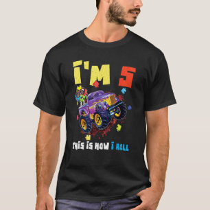 Camiseta Dirt Monster Truck Age 5 Anos Quebra-cabeça Autism
