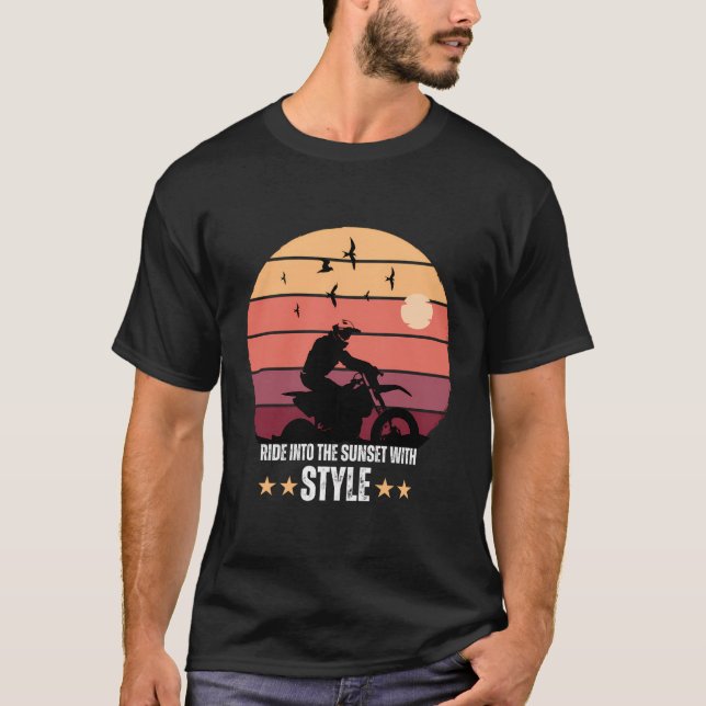 Camiseta Dirt Racing Gift Biker Entra No Sunset Com S (Frente)