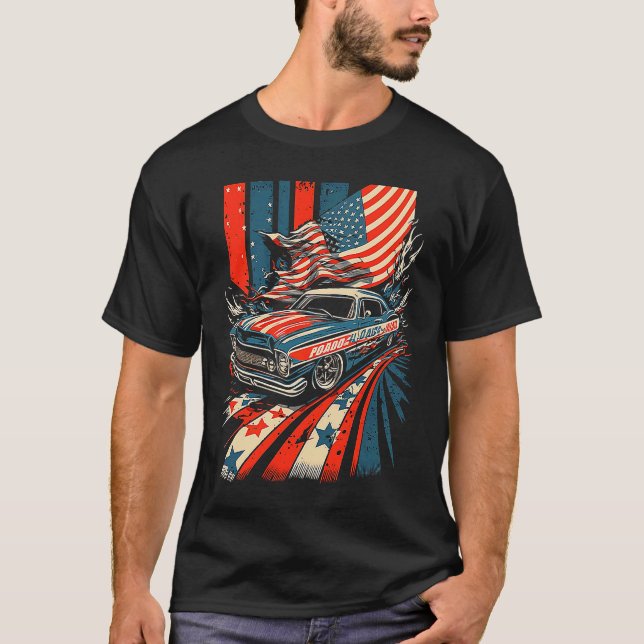 Camiseta Dirt Track Racing Automobile Race American Indepen (Frente)