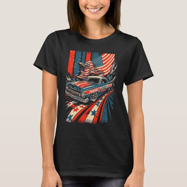 Camiseta Dirt Track Racing Automobile Race American Indepen (Frente)