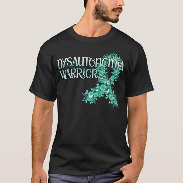 Camiseta Disautonomia Guerreira POTES de Consciência Teal R (Frente)