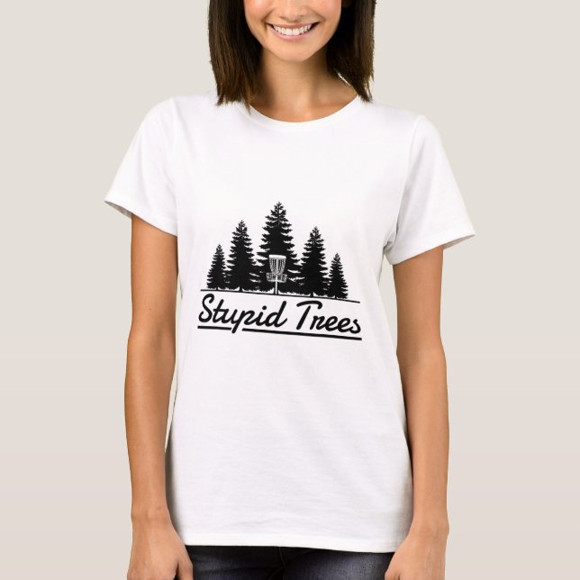 Camiseta Disc Golf Idiota Esboço de Árvores nas Madeiras -  (Frente)