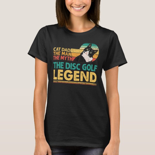 Camiseta Disc Golf Player Cat Dad Man Myth Legend For Famil (Frente)