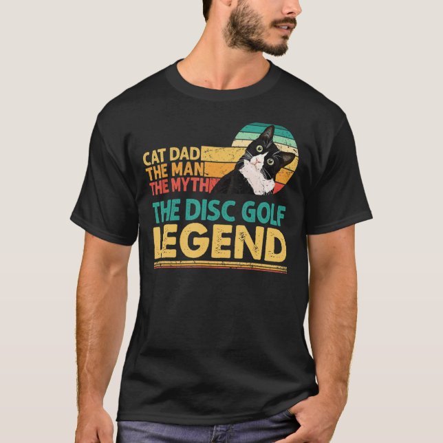 Camiseta Disc Golf Player Cat Dad Man Myth Legend For Famil (Frente)