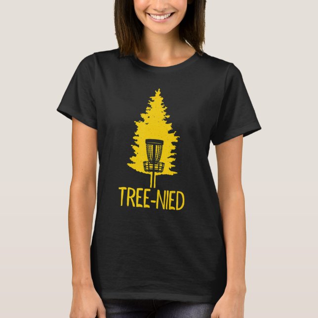 Camiseta Disc Golf Tree-Nied Funny Hit Trees Retro Disc Gol (Frente)