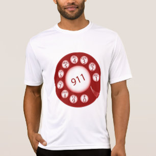 Camiseta Discagem Telefônica Vermelha 911 Número de Emergên
