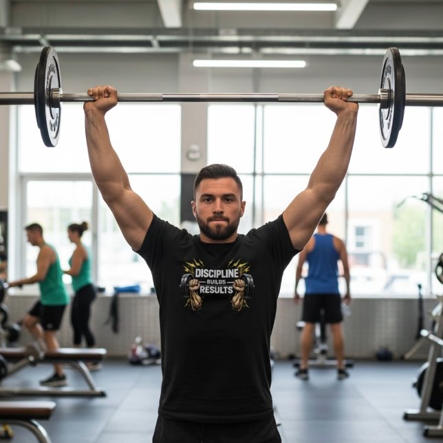Camiseta  Discipline Builds Results Fitness motivation (Criador carregado)