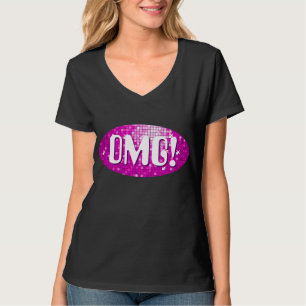 Camiseta Disco Azulejos cor-de-rosa 'OMG!' t-shirt feminina