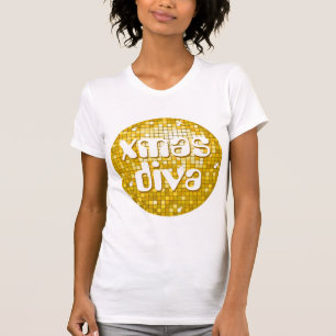 Camiseta Disco Azulejos "Dourado" xmas diva senhoras petite