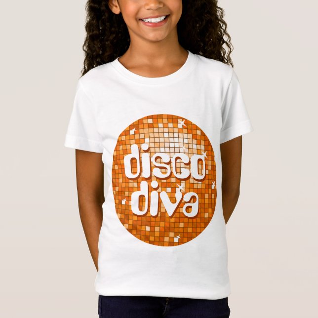 Camiseta Disco Azulejos Laranja "disco diva", raparigas equ (Frente)