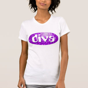 Camiseta Disco Azulejos Purple 'diva' senhoras petite white