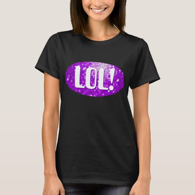 Camiseta Disco Azulejos Purple 'LOL!' t-shirt preta (Frente)
