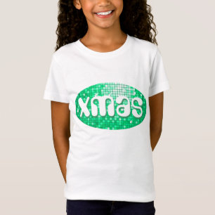Camiseta Disco Azulejos "xmas" verdes, raparigas vestidas c