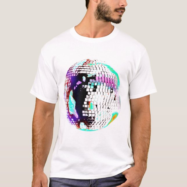 Camiseta Disco Ball Retro Neon 70s 80s T-Shirt  (Frente)