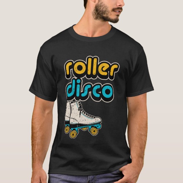 Camiseta Disco de anos 80 do Disco do Rolller Retro (Frente)
