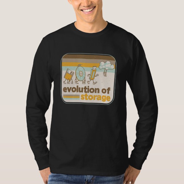 Camiseta Disco de Evolução do Armazenamento Retroativo USB  (Frente)