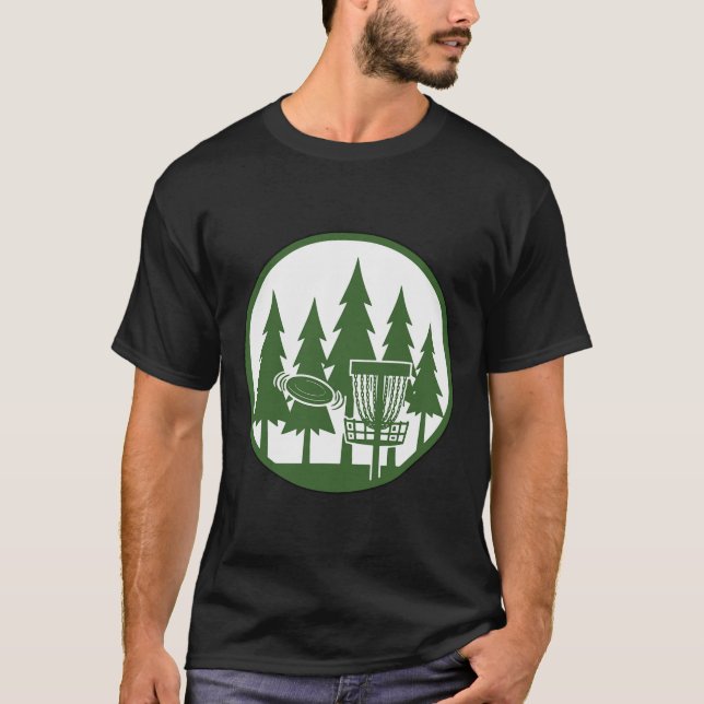 Camiseta Disco de golfe florestal esboço Disco voador Cena  (Frente)