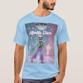 Camiseta Disco do Além – Dança Esquelética Groovy em Pastel