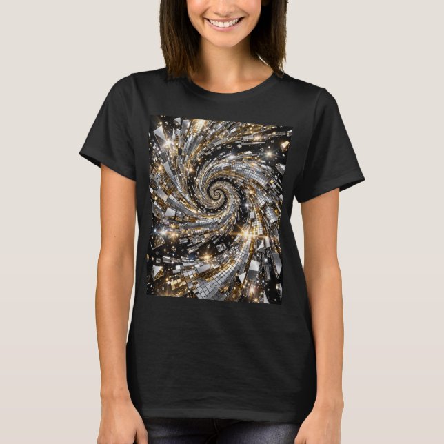 Camiseta Disco Espiral Vortex Ouro e Prata (Frente)