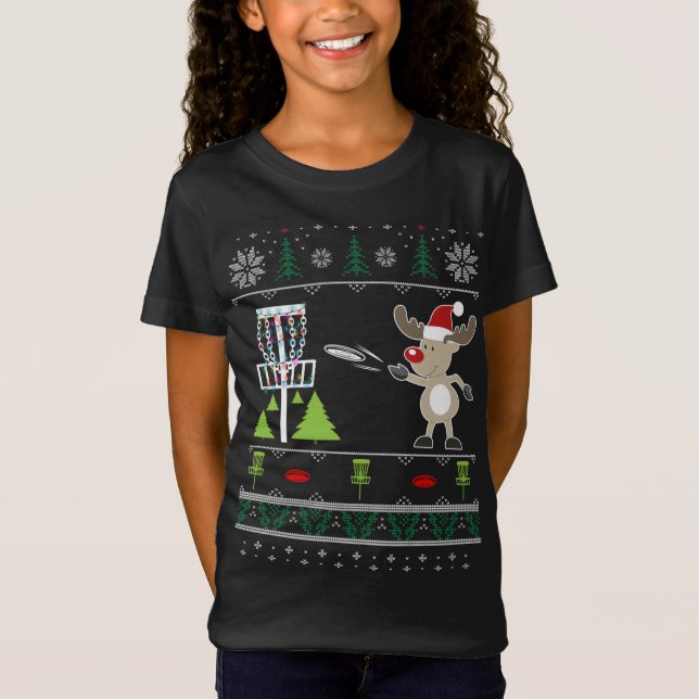 Camiseta Disco Feio Golf Christmas Sweater Reindeer Sleigh (Frente)