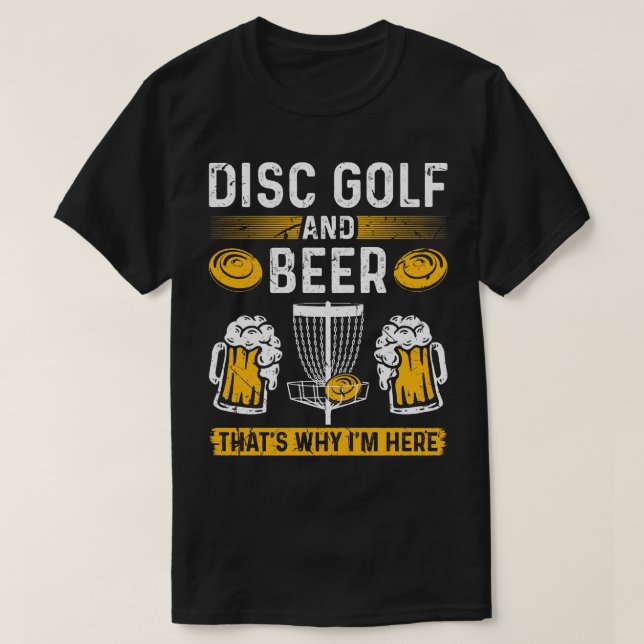 Camiseta Disco Golf de Disco e Golfe Engraçado de Cerveja (Frente do Design)