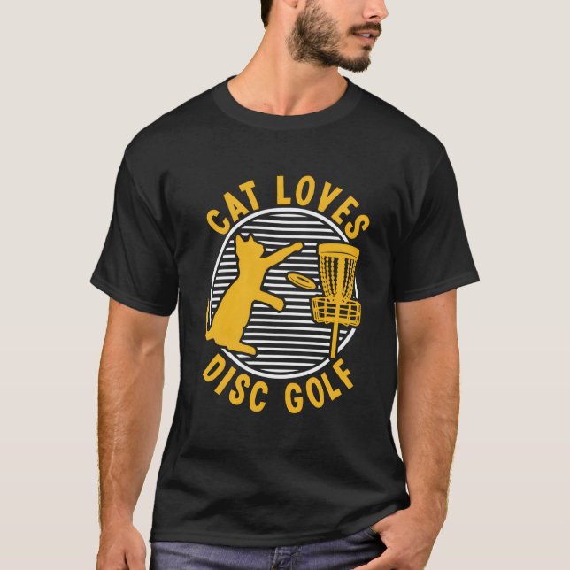 Camiseta Disco Golf Sport Frisbee Cat Player Voando Bas (Frente)