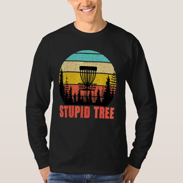 Camiseta Disco Golfe Árvore Estúpida Retro Disco Golfe Fris (Frente)
