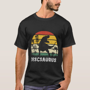 Camiseta Disco Golfe Dinossauro Retro Jogador de Disco Golf