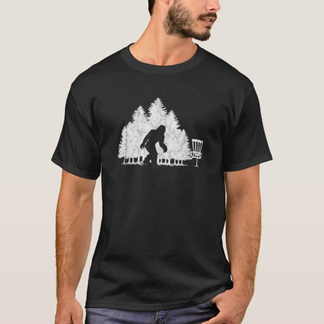 Camiseta Disco Golfe Sasquatch Pé Grande Árvores Estúpidas (Frente)