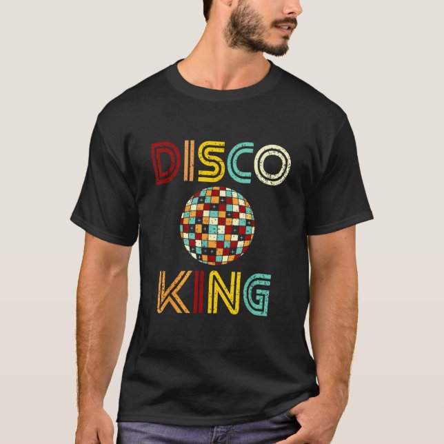 Camiseta Disco King Mens Distressou Dança 70s 80s (Frente)