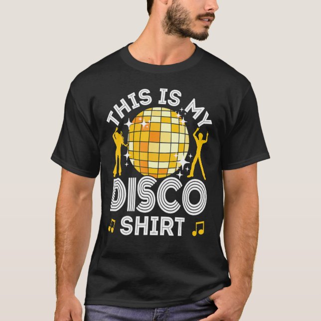 Camiseta Disco Outfit Men, 70s e 80s Costume, Este é (Frente)