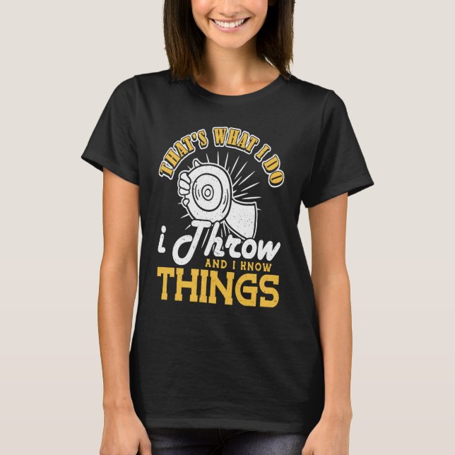 Camiseta Disco que eu jogo e sei coisas Discus Throw (Frente)