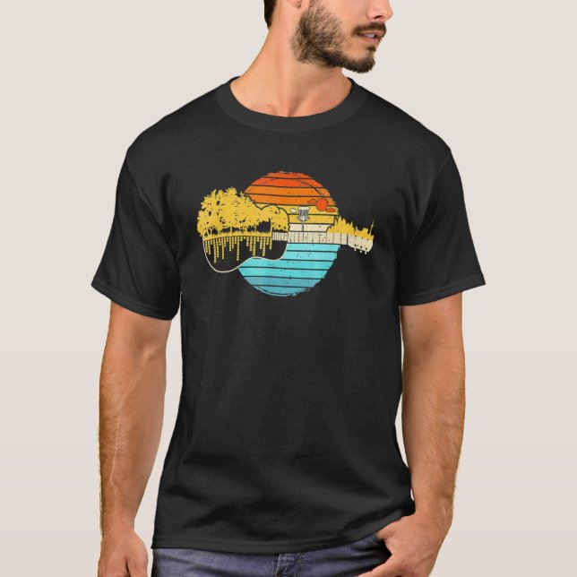 Camiseta Disco Voador de Disc Golf - Roupa de Guitarra Retr (Frente)