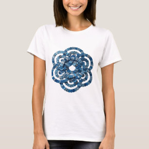 CAMISETA DISCOS AZUIS ESPELHADOS DECORADOS COM BRILHO E PUR