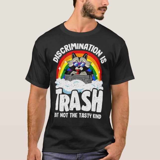 Camiseta Discriminação É Bandeja Rastreada Arco-Íris Gay P (Frente)