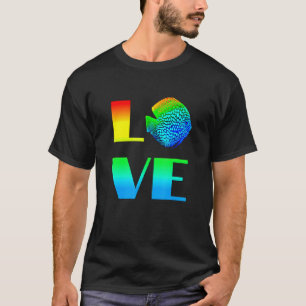 Camiseta Discus Fish Rainbow Love Exotic Aquarium Fish