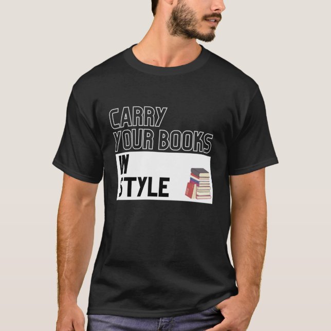 Camiseta Discussão sobre o carregar de seus livros na leitu (Frente)