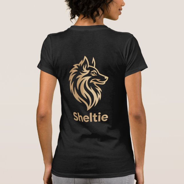 Camiseta Diseño Premium de Sheltie en Dorado (Verso)