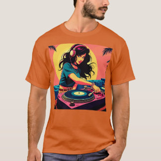 Camiseta Diseo Retro DJ Mujer Msica Arte Vintage