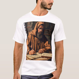 Camiseta Disfarce Medieval - Escriba Retrato Pixel Art T-sh