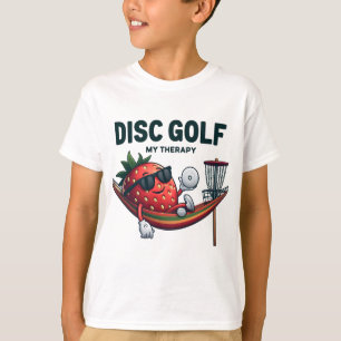 Camiseta Disk Golf: Minha Terapia - Engraçado Cartoon Straw