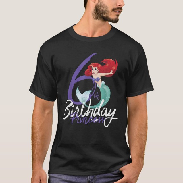 Camiseta Disney A Pequena Sereia Ariel 6 Birthday (Frente)