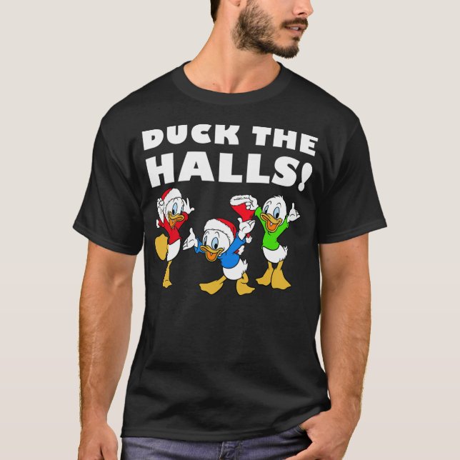 Camiseta Disney Huey Dewey And Louie Duck The Halls Christm (Frente)